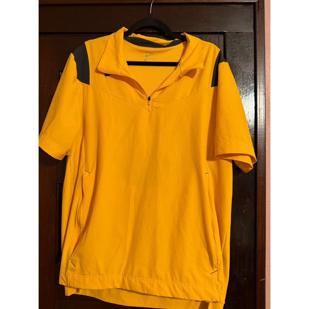 Nike Mens Yellow Quarter Zip Short Sleeve Windbreaker Pullover Jacket Large